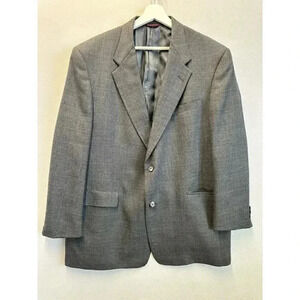 Hart Schaffner Marx Pure New‎ Wool Woolmark Grey Plaid Blazer Jacket 46L